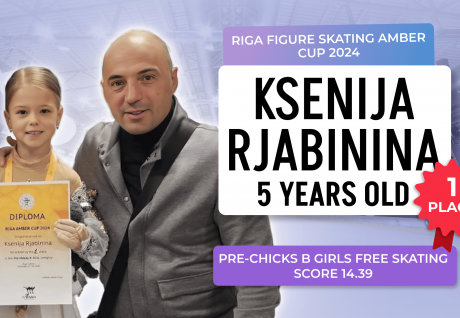 5-летняя фигуристка Ксения Рябинина завоевала золото на Riga Amber Cup 2024